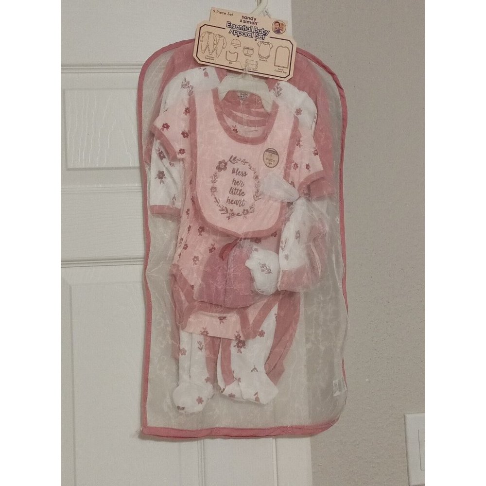 New Baby Girl Sandy And Simon Pink/White 9-piece Set Size 3-6 Months